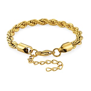 Rope Chain Bracelet in ION Plated YG Stainless Steel (7-9In)