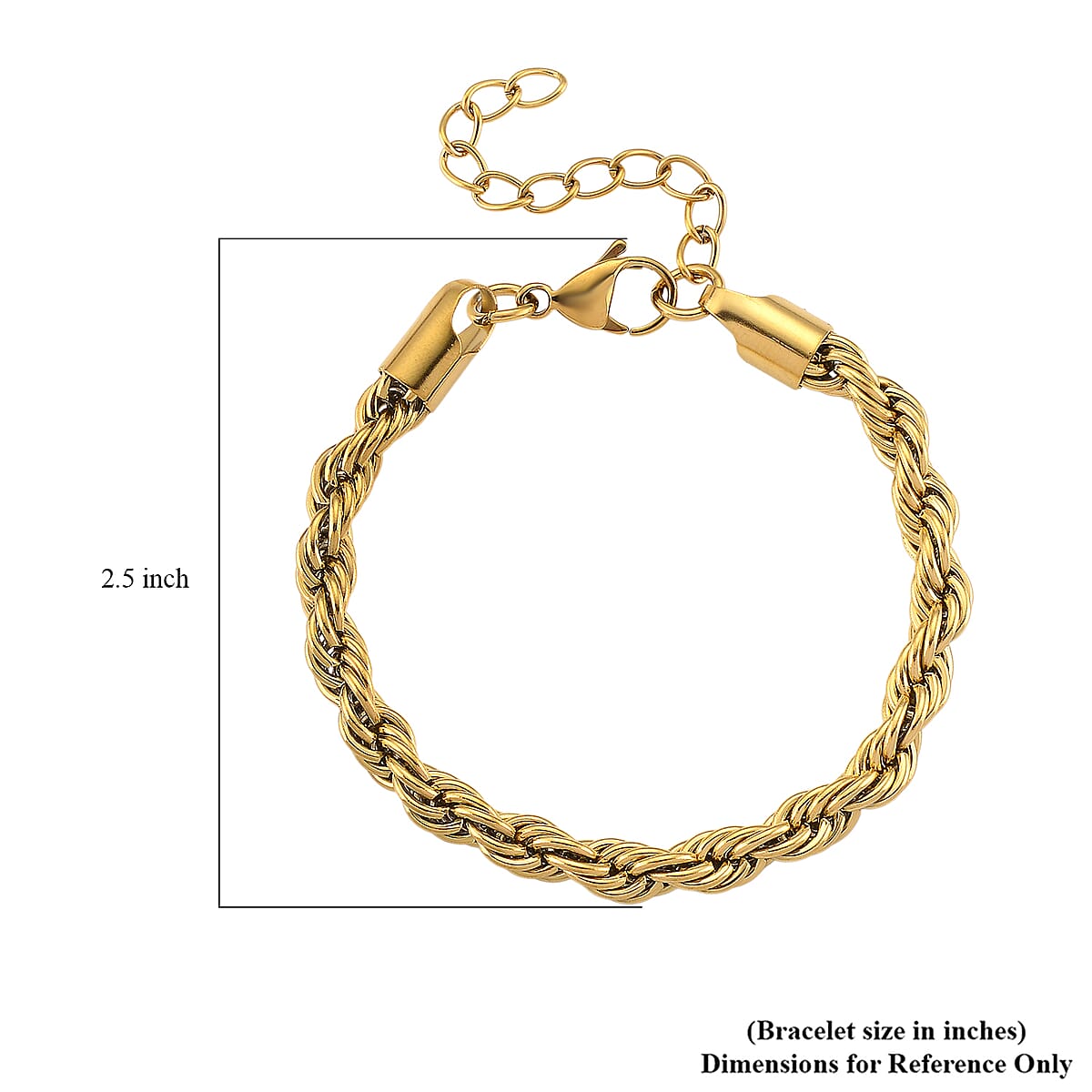 Rope Chain Bracelet in ION Plated YG Stainless Steel (7-9In) image number 5