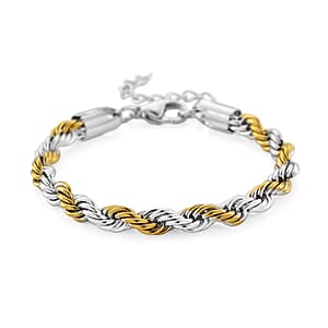 Rope Chain Bracelet in ION Plated YG and Stainless Steel (7-9In)