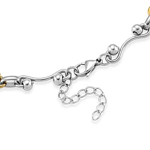 ION Plated YG and Stainless Steel Modern Wave Link Necklace 20-22 Inches