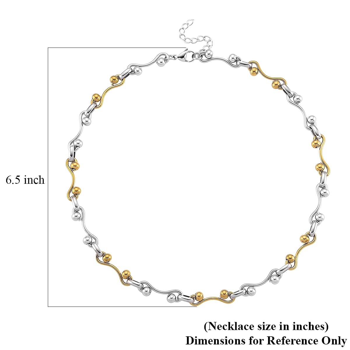 ION Plated YG and Stainless Steel Modern Wave Link Necklace 20-22 Inches