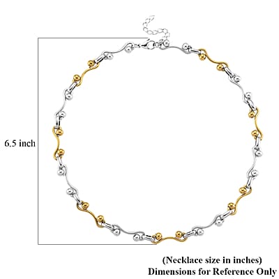 ION Plated YG and Stainless Steel Modern Wave Link Necklace 20-22 Inches