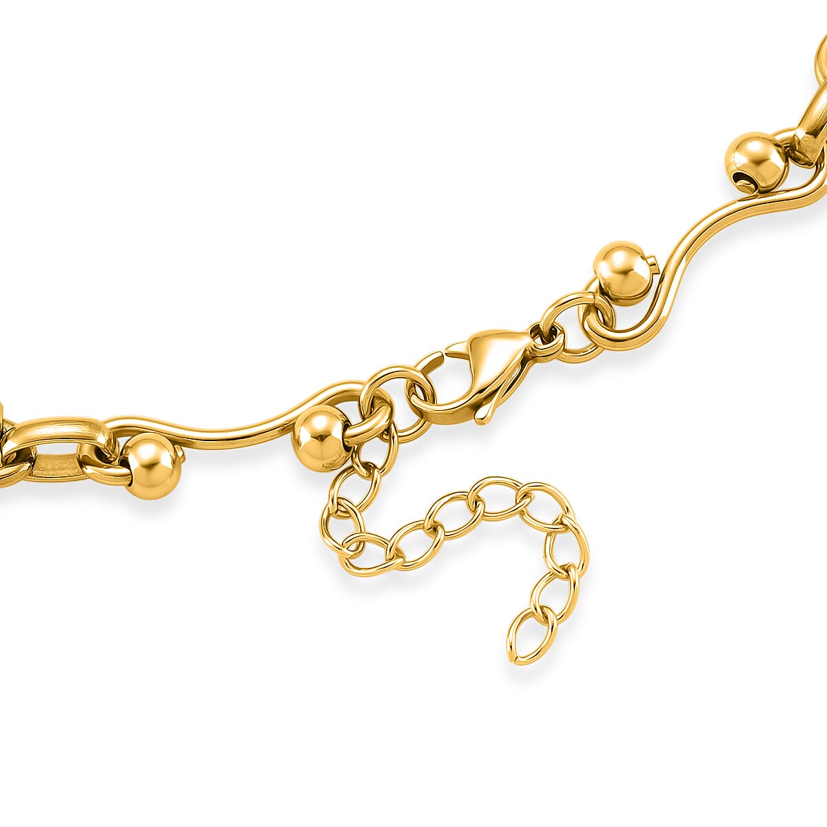 ION Plated YG Stainless Steel Modern Wave Link Necklace 20-22 Inches image number 3