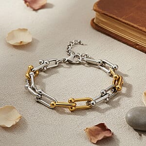 Moderna Cavallo Chain Bracelet in ION Plated YG and Stainless Steel (7.00 In)
