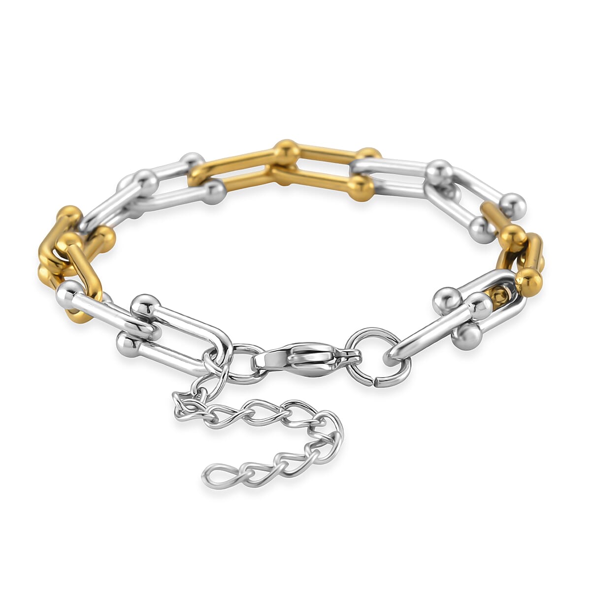 U-Link Chain Bracelet in ION Plated YG and Stainless Steel (7.00 In) image number 3
