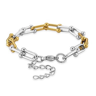 Moderna Cavallo Chain Bracelet in ION Plated YG and Stainless Steel (7.00 In)