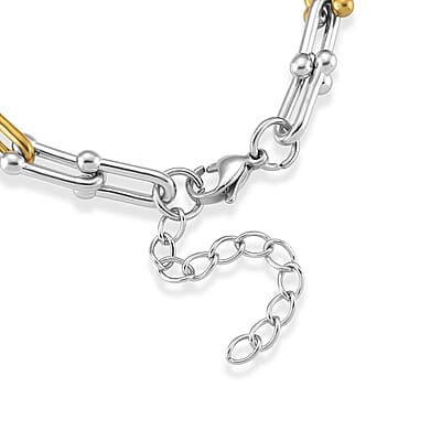 Moderna Cavallo Chain Bracelet in ION Plated YG and Stainless Steel (7.00 In)