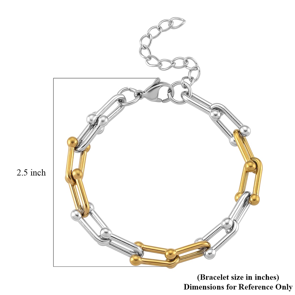 U-Link Chain Bracelet in ION Plated YG and Stainless Steel (7.00 In) image number 5