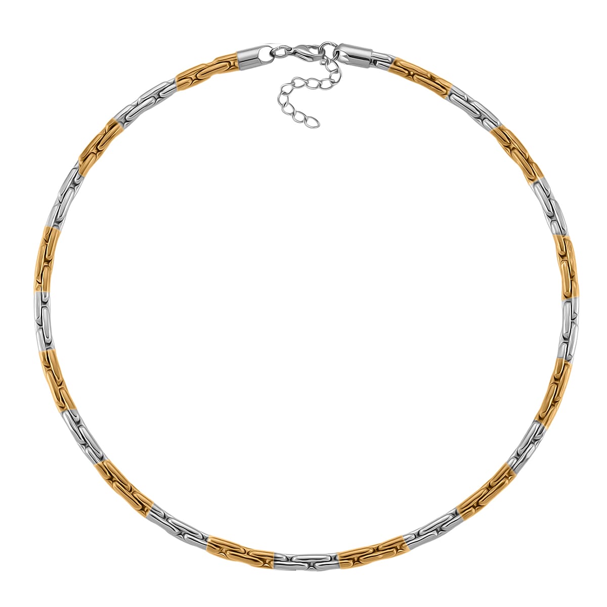 Hammer Circular Link Necklace in ION Plated YG and Stainless Steel 20-22 Inches image number 3