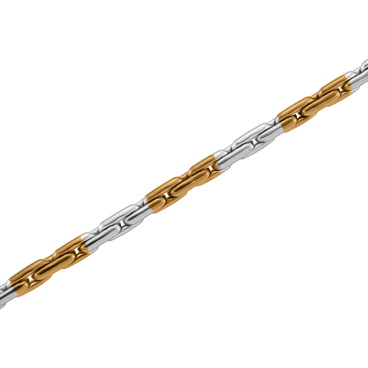 Hammered Circular Link Necklace in ION Plated YG and Stainless Steel (20-22 Inches)