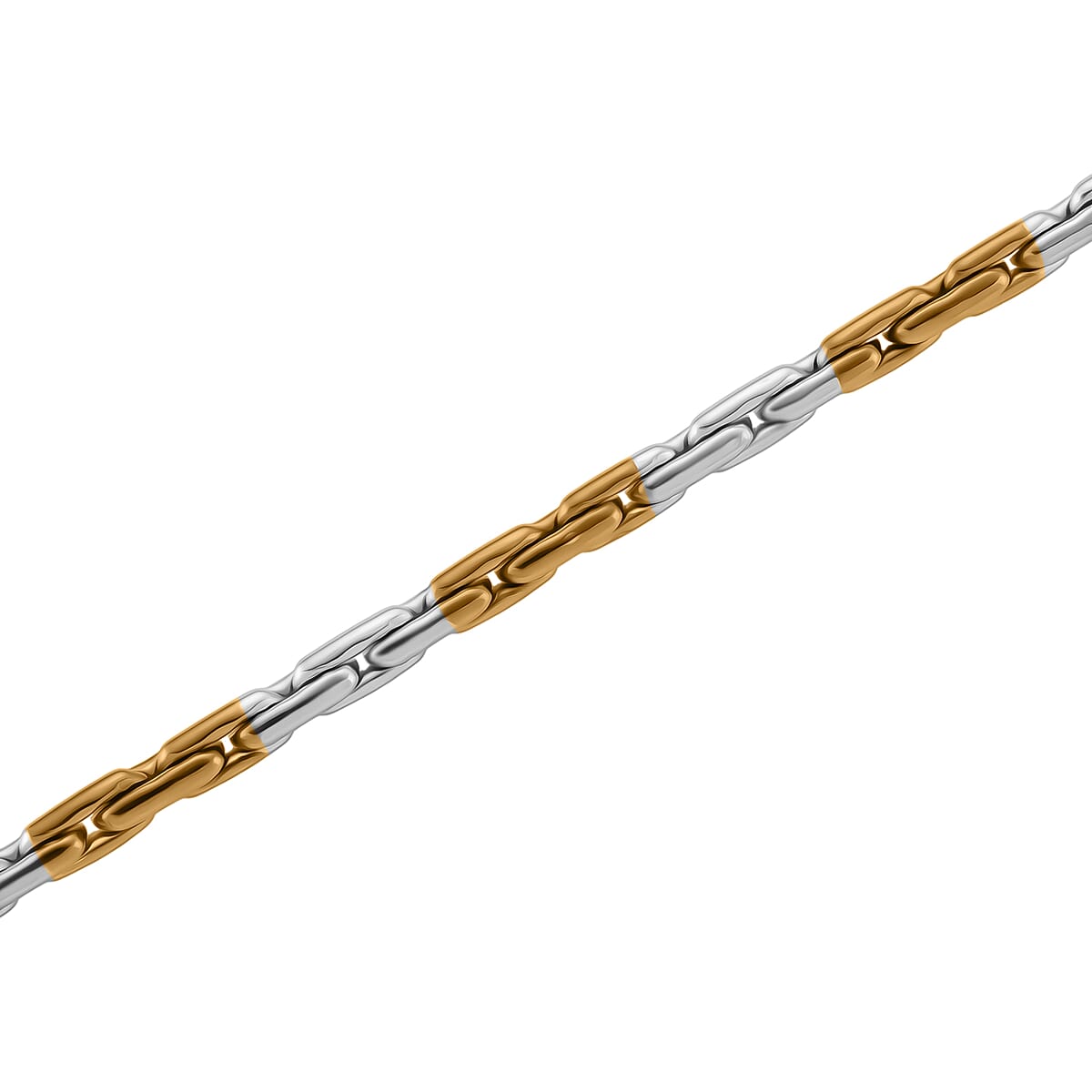 Hammer Circular Link Necklace in ION Plated YG and Stainless Steel 20-22 Inches image number 4