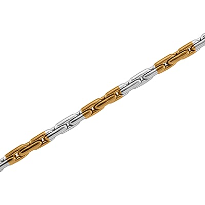 Hammered Circular Link Necklace in ION Plated YG and Stainless Steel (20-22 Inches)