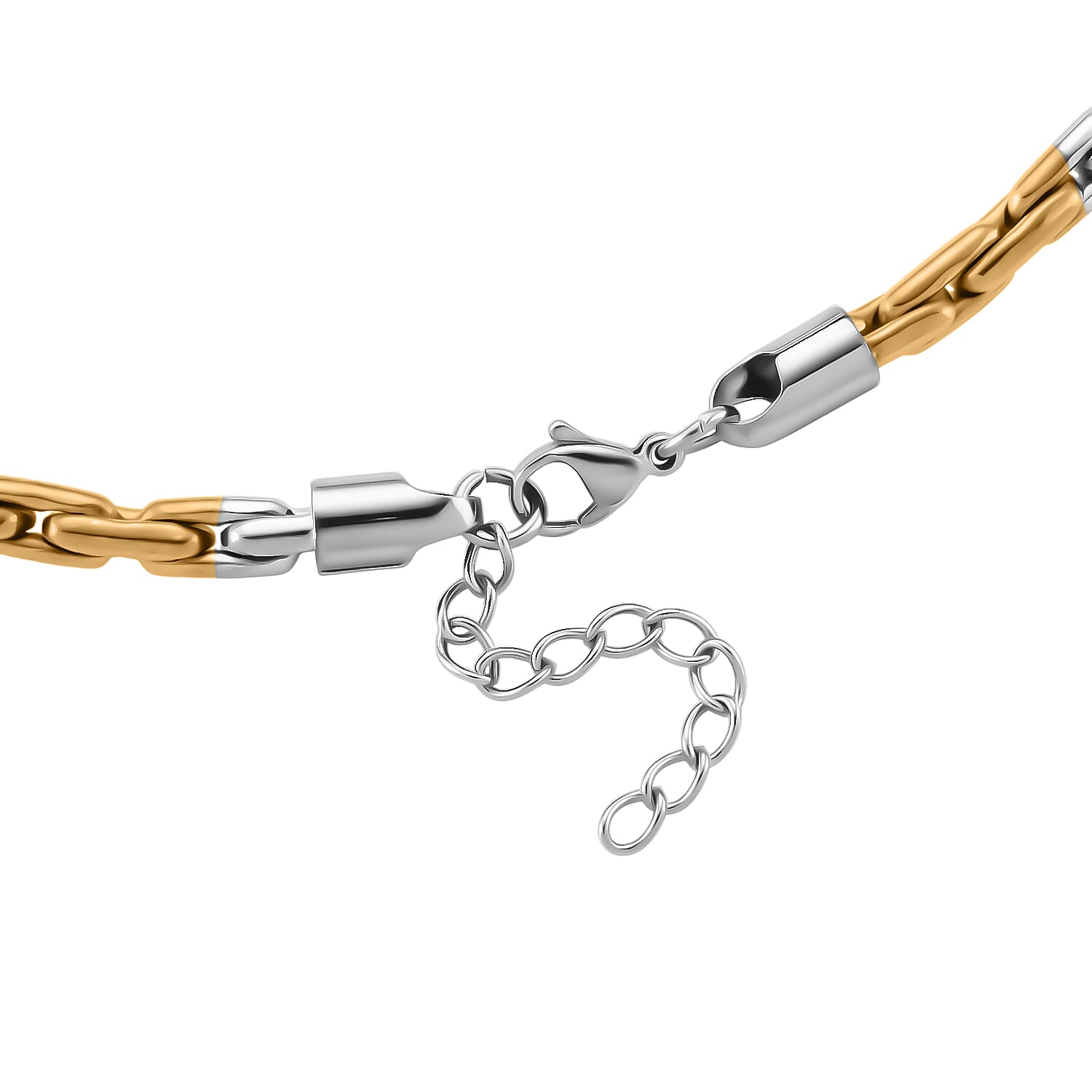 Hammered Circular Link Necklace in ION Plated YG and Stainless Steel (20-22 Inches)