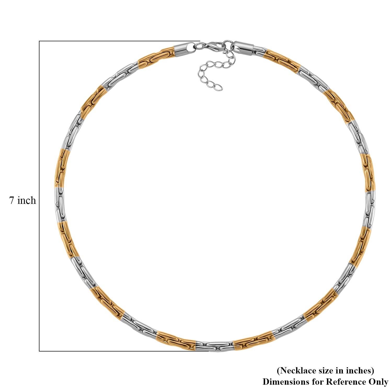 Hammered Circular Link Necklace in ION Plated YG and Stainless Steel (20-22 Inches)