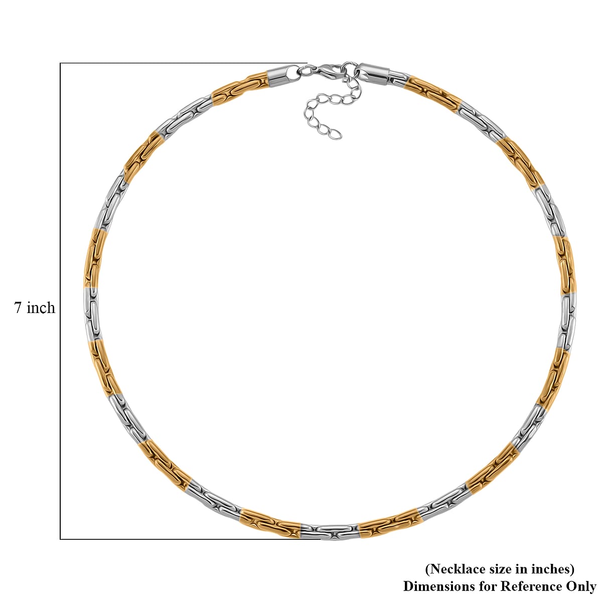 Hammer Circular Link Necklace in ION Plated YG and Stainless Steel 20-22 Inches image number 6