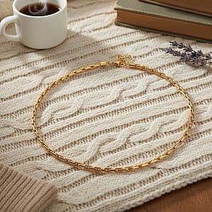 Hammered Circular Necklace in ION Plated YG Stainless Steel (20-22 Inches)