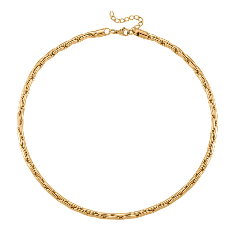 Hammered Circular Necklace in ION Plated YG Stainless Steel (20-22 Inches)