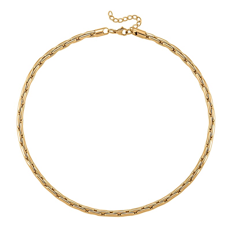 Hammered Circular Necklace in ION Plated YG Stainless Steel (20-22 Inches)