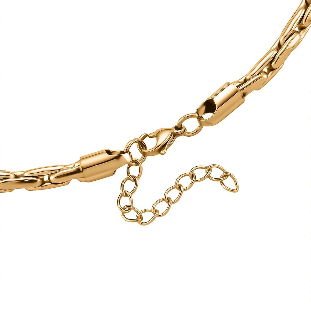 Hammer Circular Link Necklace in ION Plated YG Stainless Steel 20-22 Inches image number 5