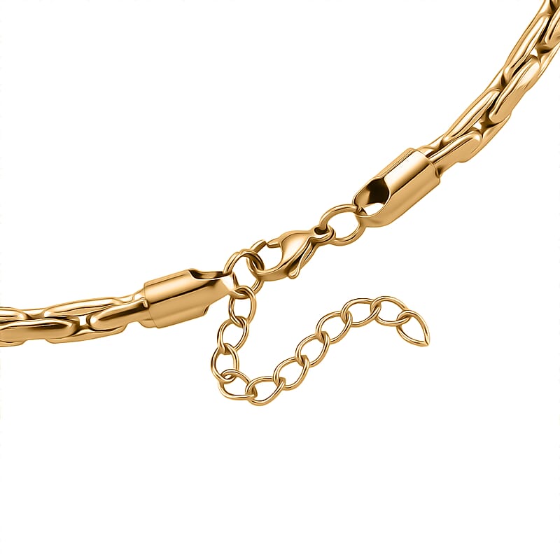 Hammered Circular Necklace in ION Plated YG Stainless Steel (20-22 Inches)
