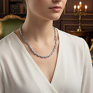 Hammered Circular Link Necklace in Stainless Steel (20-22 Inches)