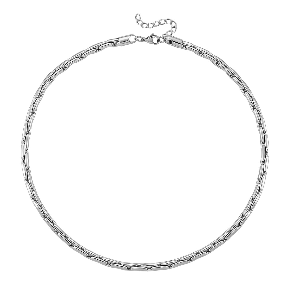 Hammer Circular Link Necklace in Stainless Steel 20-22 Inches image number 3
