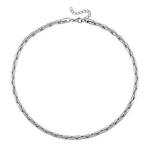 Hammered Circular Link Necklace in Stainless Steel (20-22 Inches)