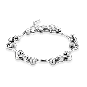 Modern Wave Link Chain Bracelet in Stainless Steel (7.00 In)