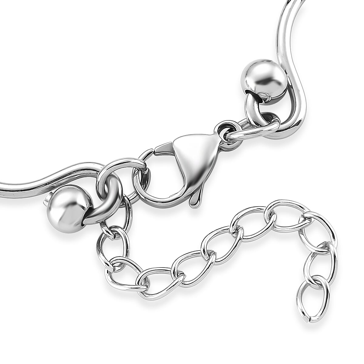 Modern Wave Link Chain Bracelet in Stainless Steel (7.00 In) image number 3