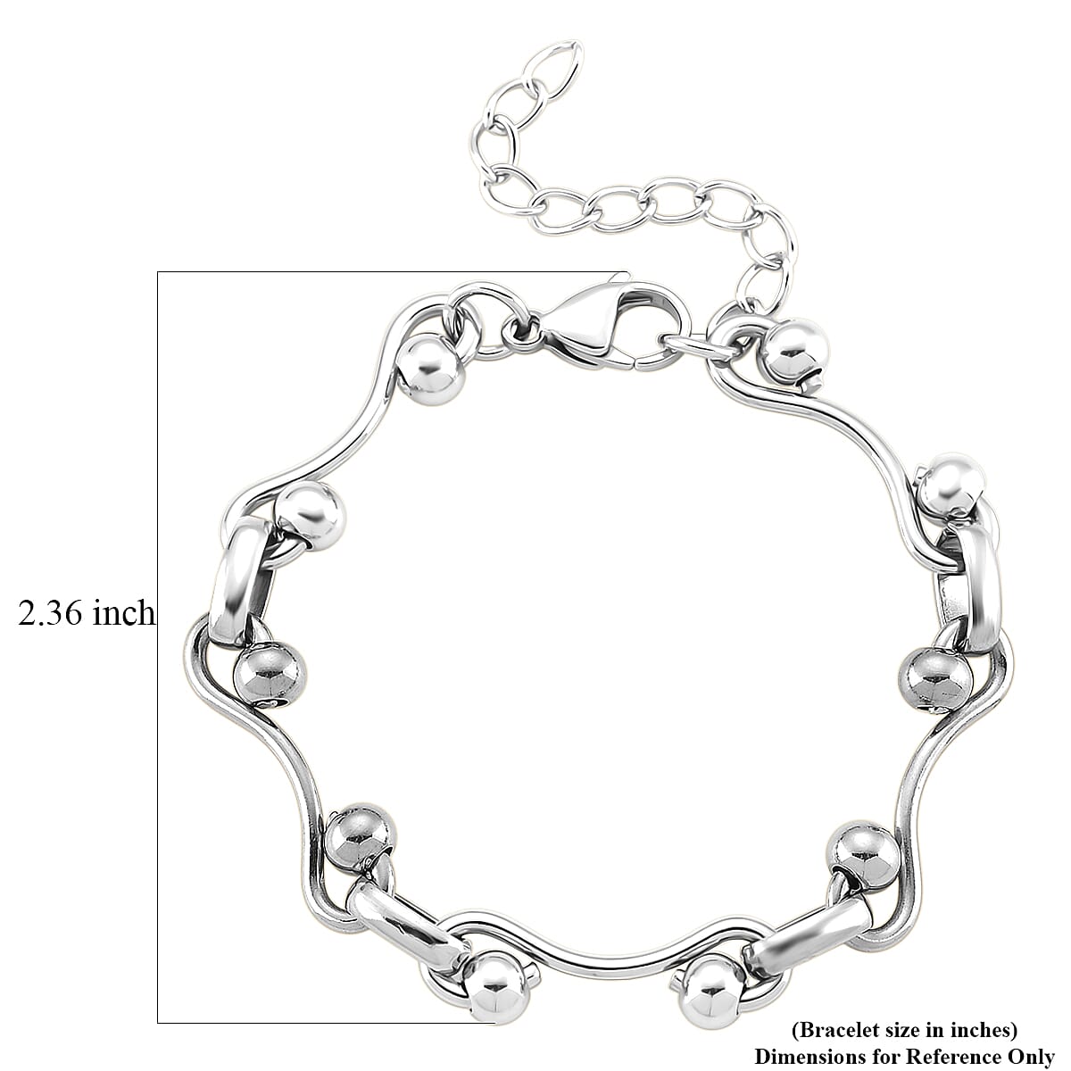 Modern Wave Link Chain Bracelet in Stainless Steel (7.00 In) image number 4