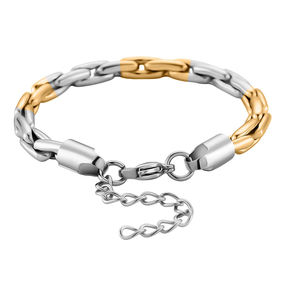 Hammer Circular Link Bracelet in ION Plated YG and Stainless Steel (7-9In) image number 3