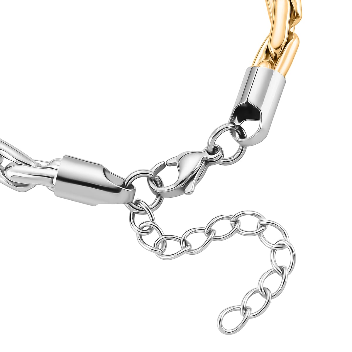 Hammer Circular Link Bracelet in ION Plated YG and Stainless Steel (7-9In) image number 4
