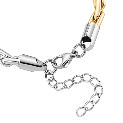 Hammer Circular Link Bracelet in ION Plated YG and Stainless Steel (7-9In)