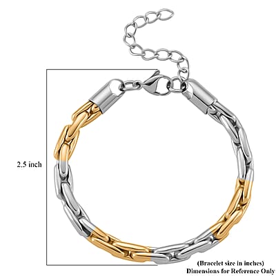 Hammer Circular Link Bracelet in ION Plated YG and Stainless Steel (7-9In)