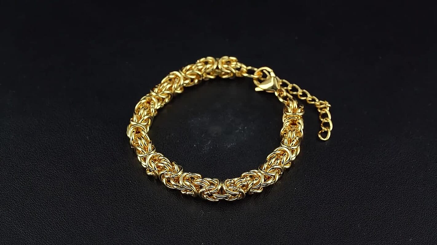 Byzantine Chain Bracelet in ION Plated YG Stainless Steel (7.0-8.5In)