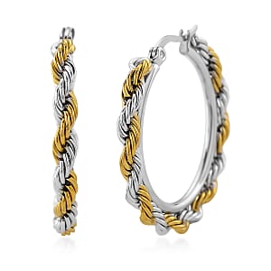 Rope Chain Hoop Earrings in ION Plated YG and Stainless Steel