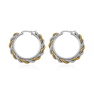 Rope Chain Hoop Earrings in ION Plated YG and Stainless Steel
