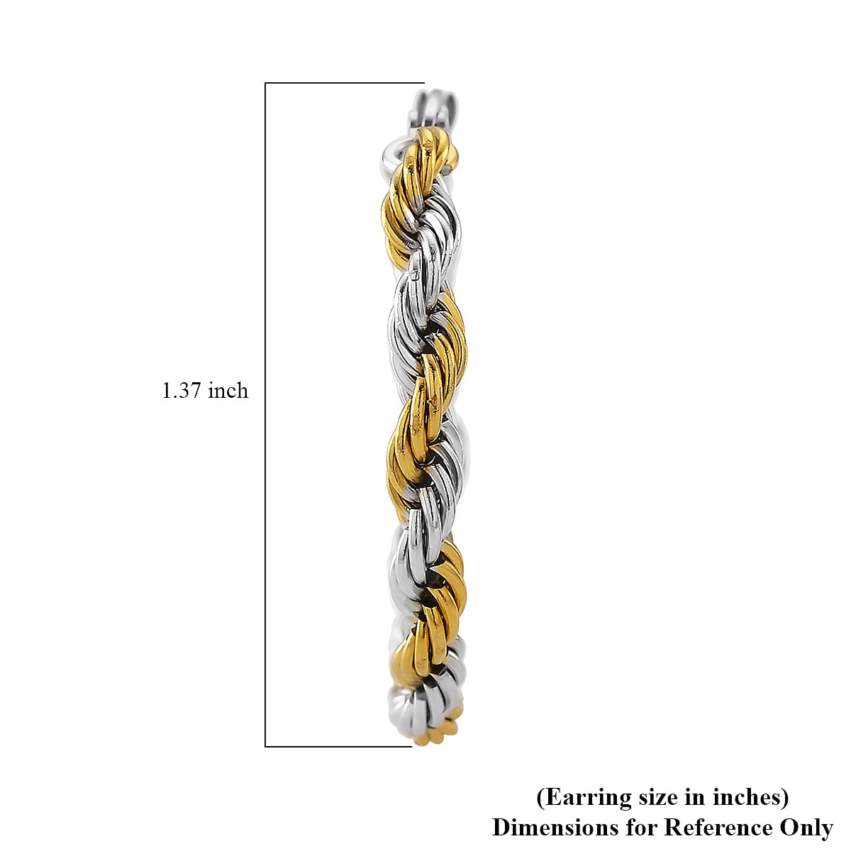 Rope Chain Hoop Earrings in ION Plated YG and Stainless Steel image number 5