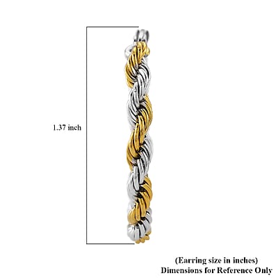 Mega Saving Rope Chain Hoop Earrings in ION Plated YG and Stainless Steel