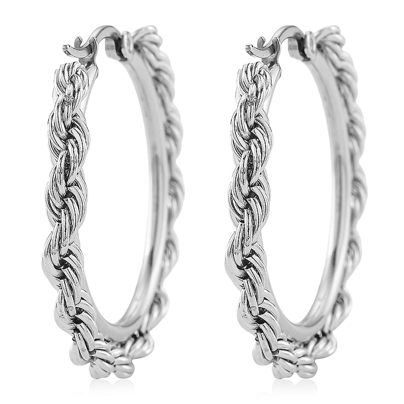 Mega Saving Rope Chain Hoop Earrings in Stainless Steel