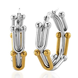 U-Link Hoop Earrings in ION Plated YG and Stainless Steel