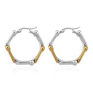 Moderna Cavallo Chain Hoop Earrings in ION Plated YG and Stainless Steel
