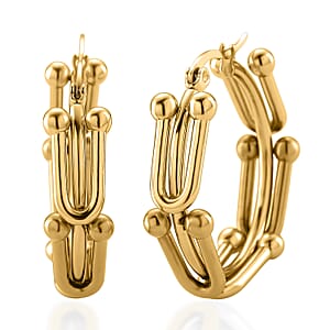 Moderna Cavallo Chain Hoop Earrings in ION Plated YG Stainless Steel
