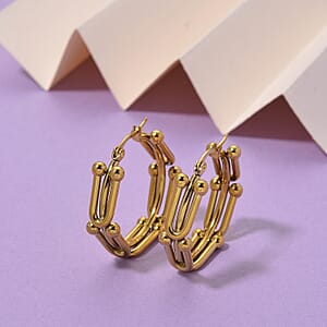 Moderna Cavallo Chain Hoop Earrings in ION Plated YG Stainless Steel