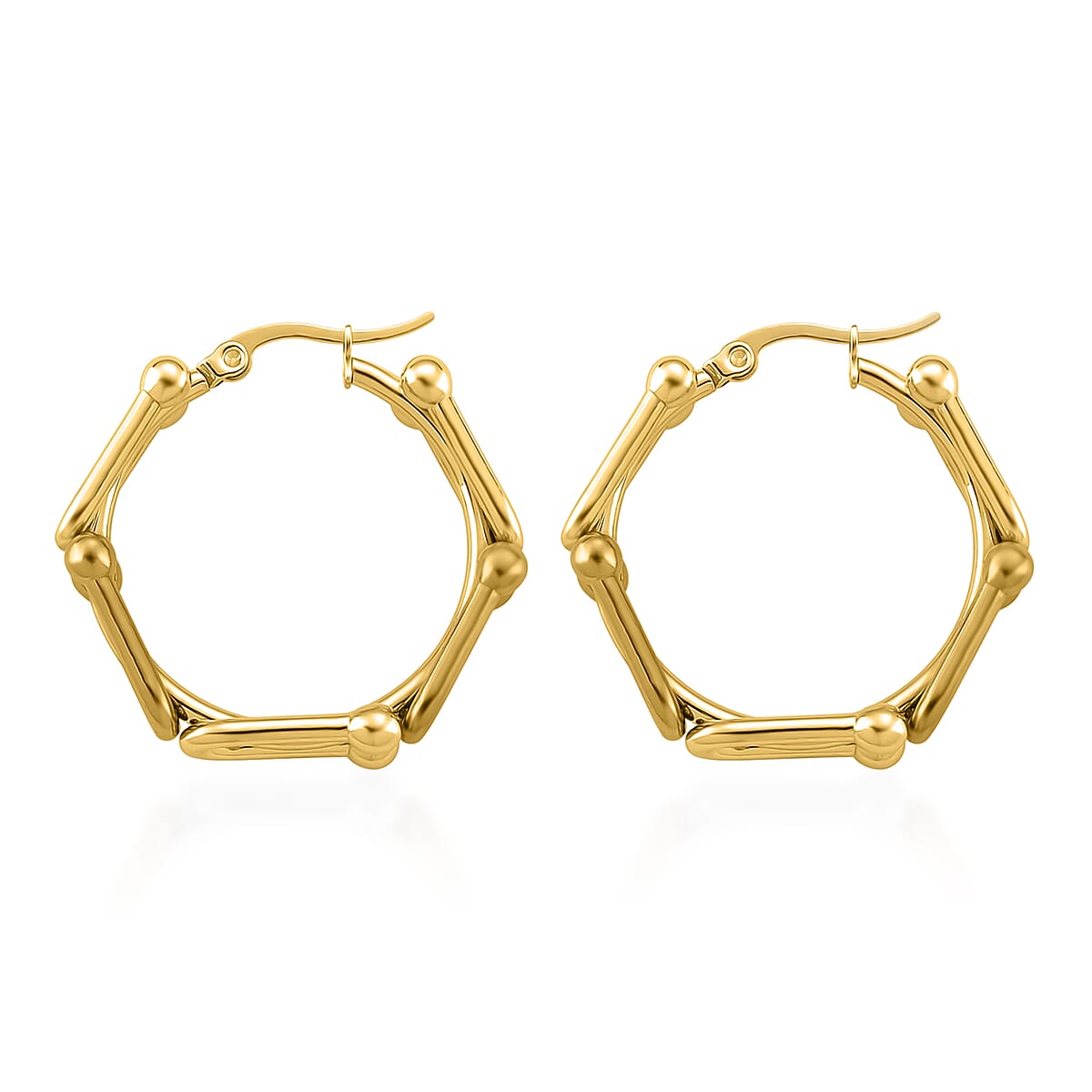 Moderna Cavallo Chain Hoop Earrings in ION Plated YG Stainless Steel image number 3