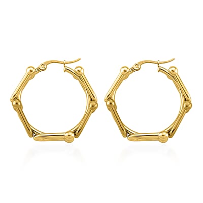 Moderna Cavallo Chain Hoop Earrings in ION Plated YG Stainless Steel