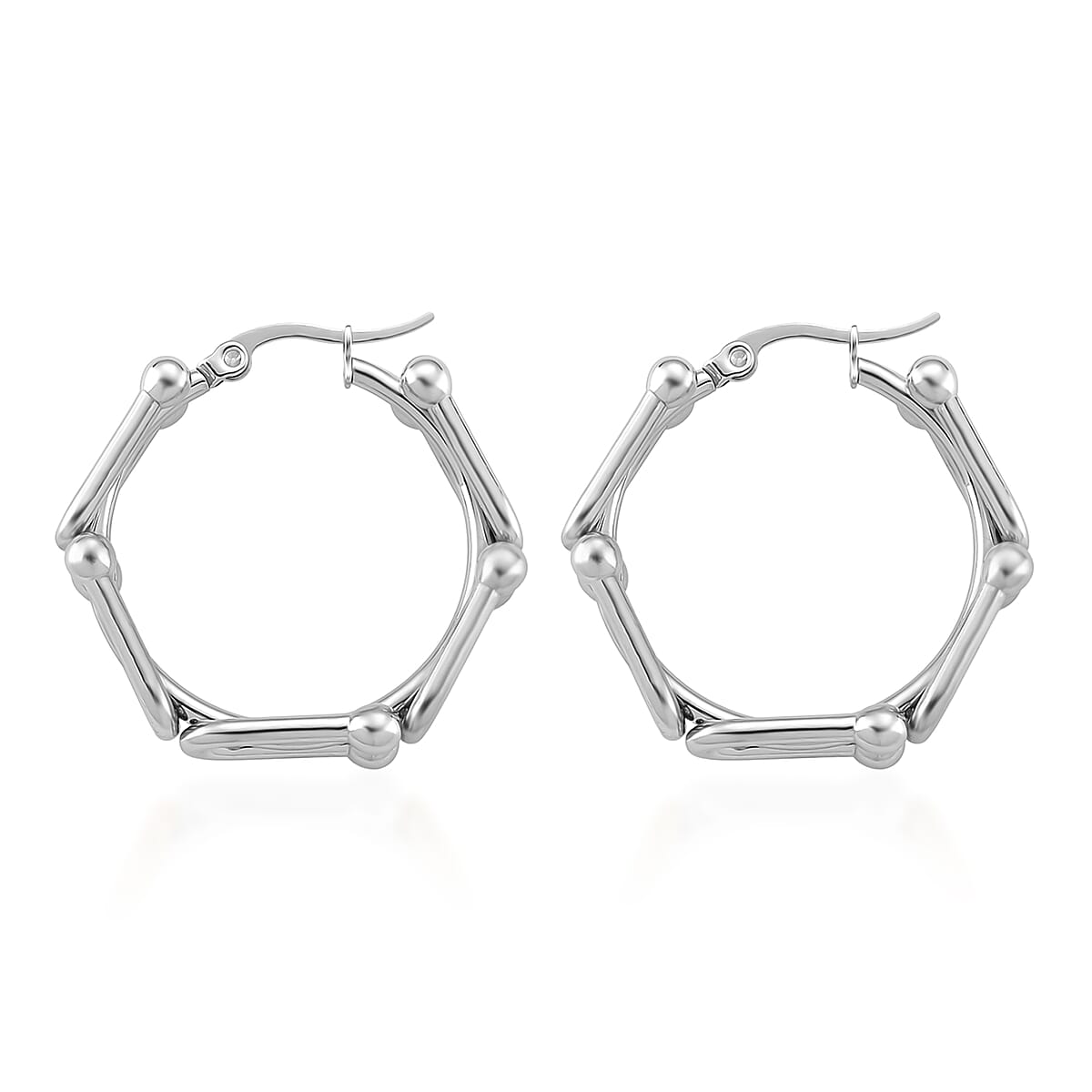U-Link Hoop Earrings in Stainless Steel image number 3