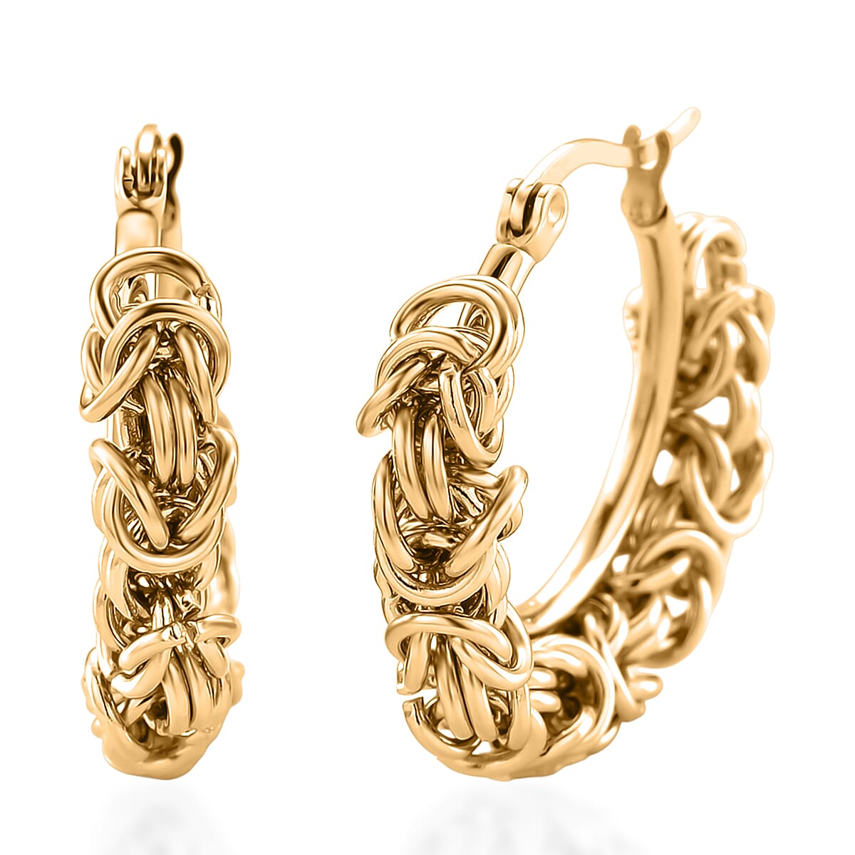 Byzantine Hoop Earrings in ION Plated YG Stainless Steel