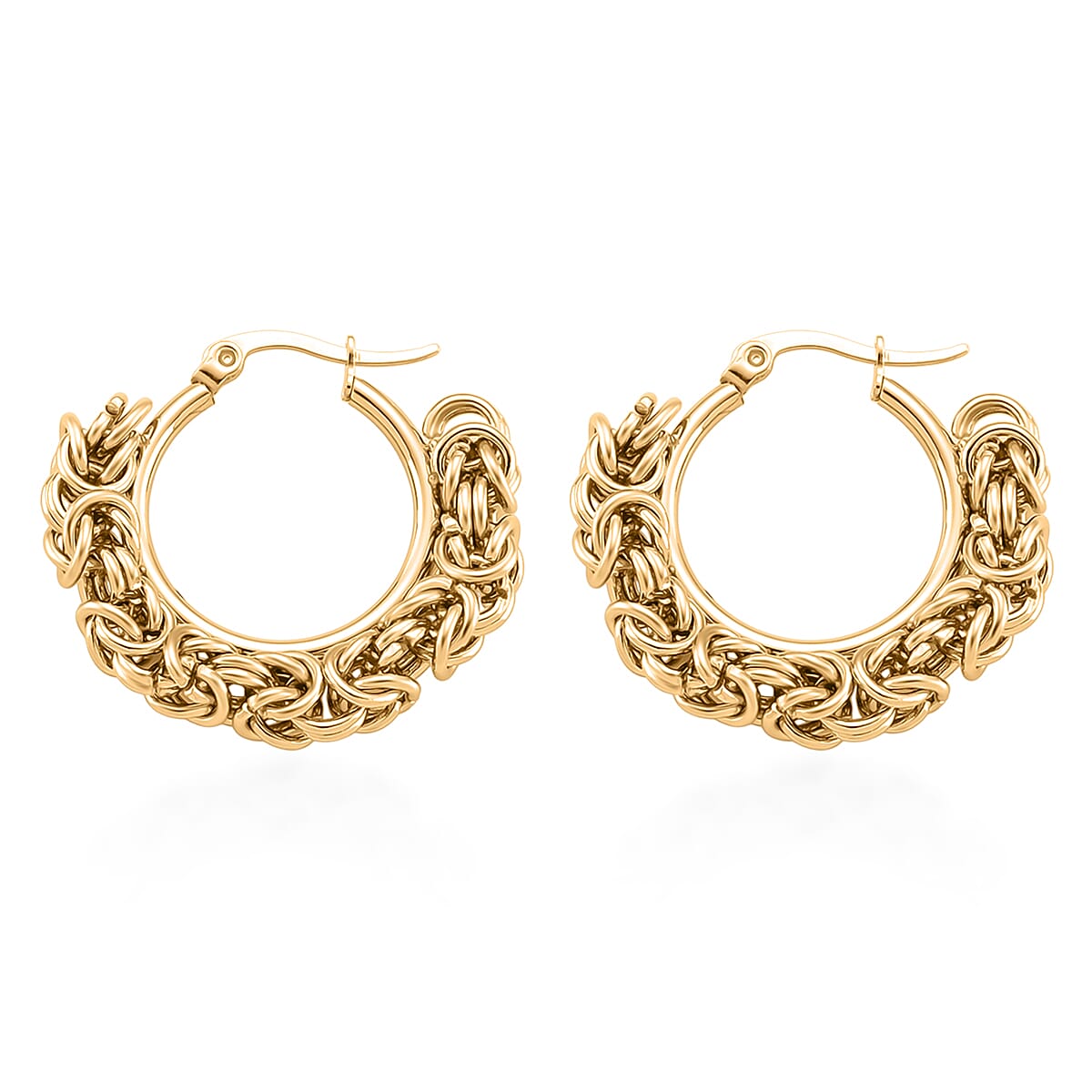 Byzantine Hoop Earrings in ION Plated YG Stainless Steel image number 3