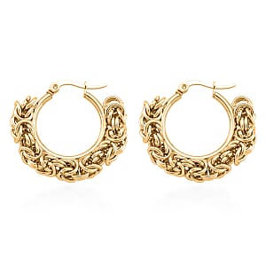 Byzantine Hoop Earrings in ION Plated YG Stainless Steel